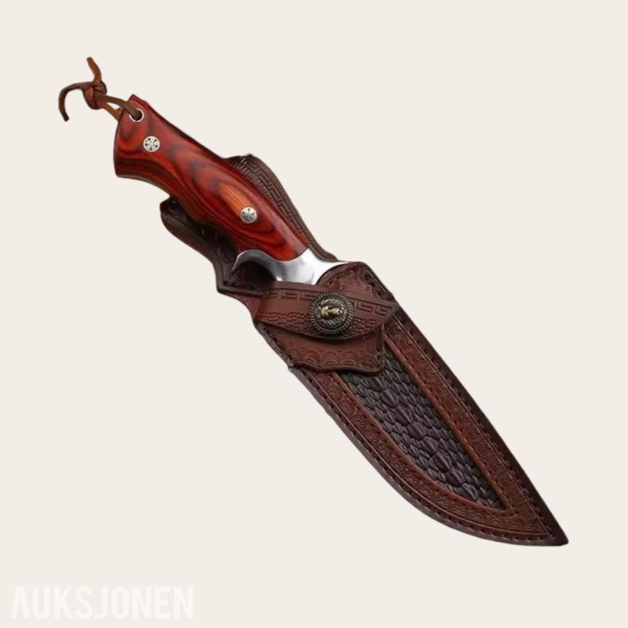 48 TIMERS AUKSJON - Damaskus Jaktkniv + Slipestein